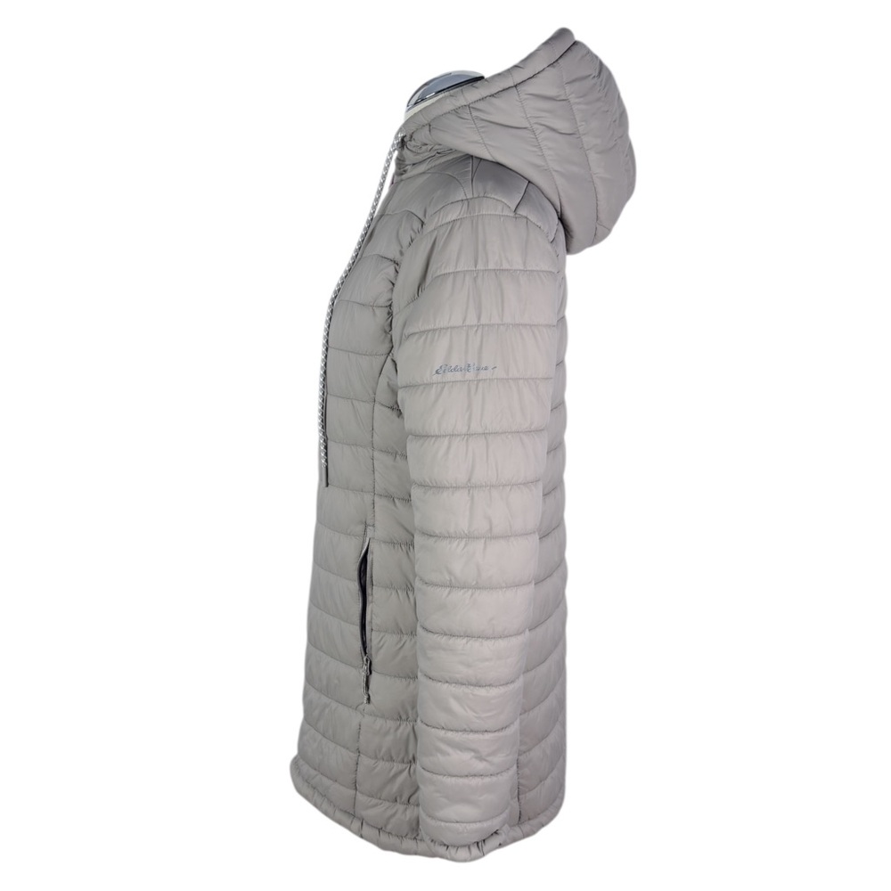 Eddie Bauer Taupe Puffer Coat sz S * Neutral Parka Packable Travel Jacket - Picture 4 of 13